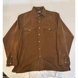 Resistol‎ Rodeogear Western Shirt Faux Suede Cowboy Style Brown M |O1